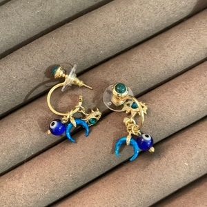 Kendra Scott Gemma convertible charm Huggies in gold blue mix